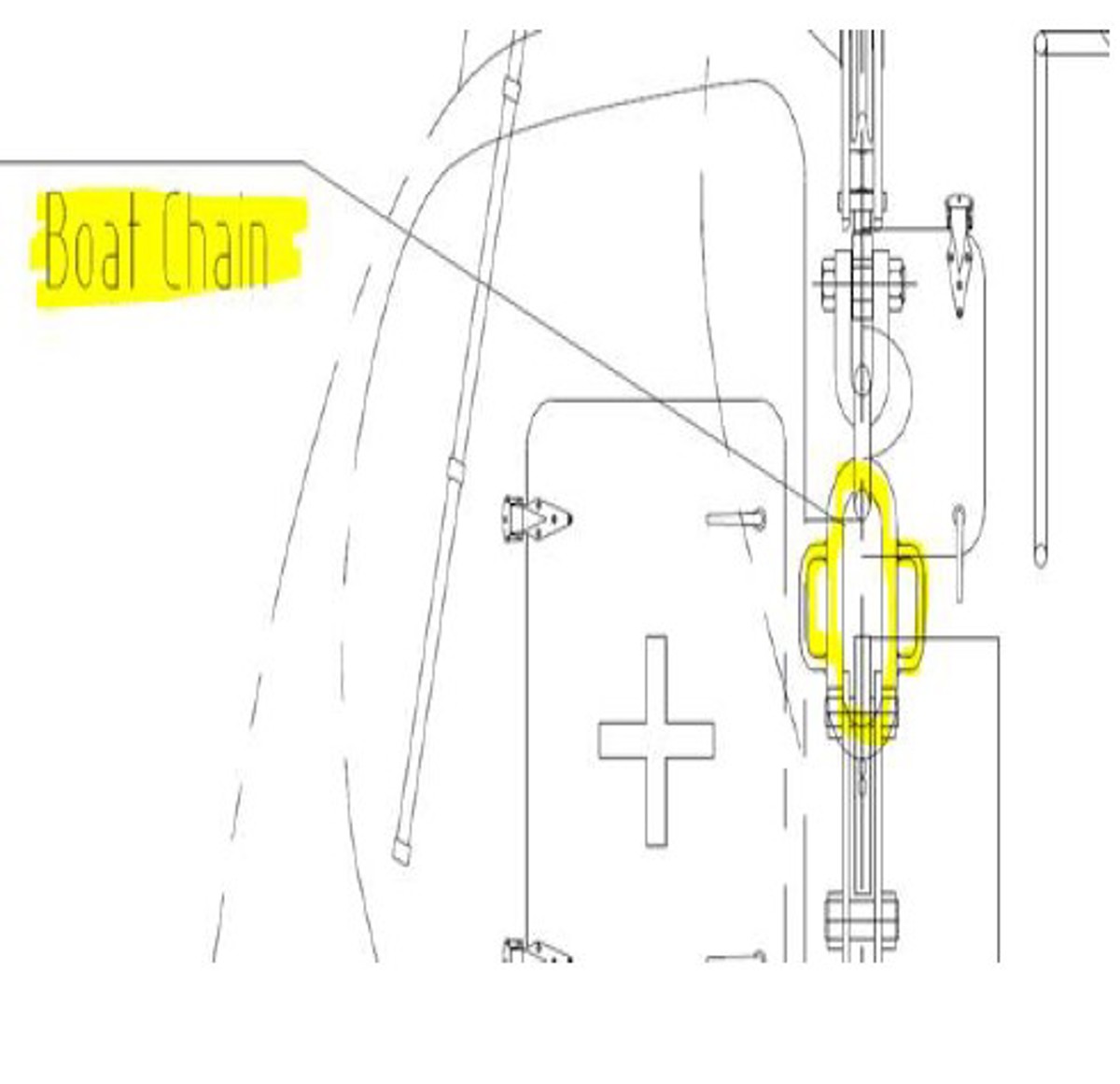 Diagram of how Master links came free from lifeboat