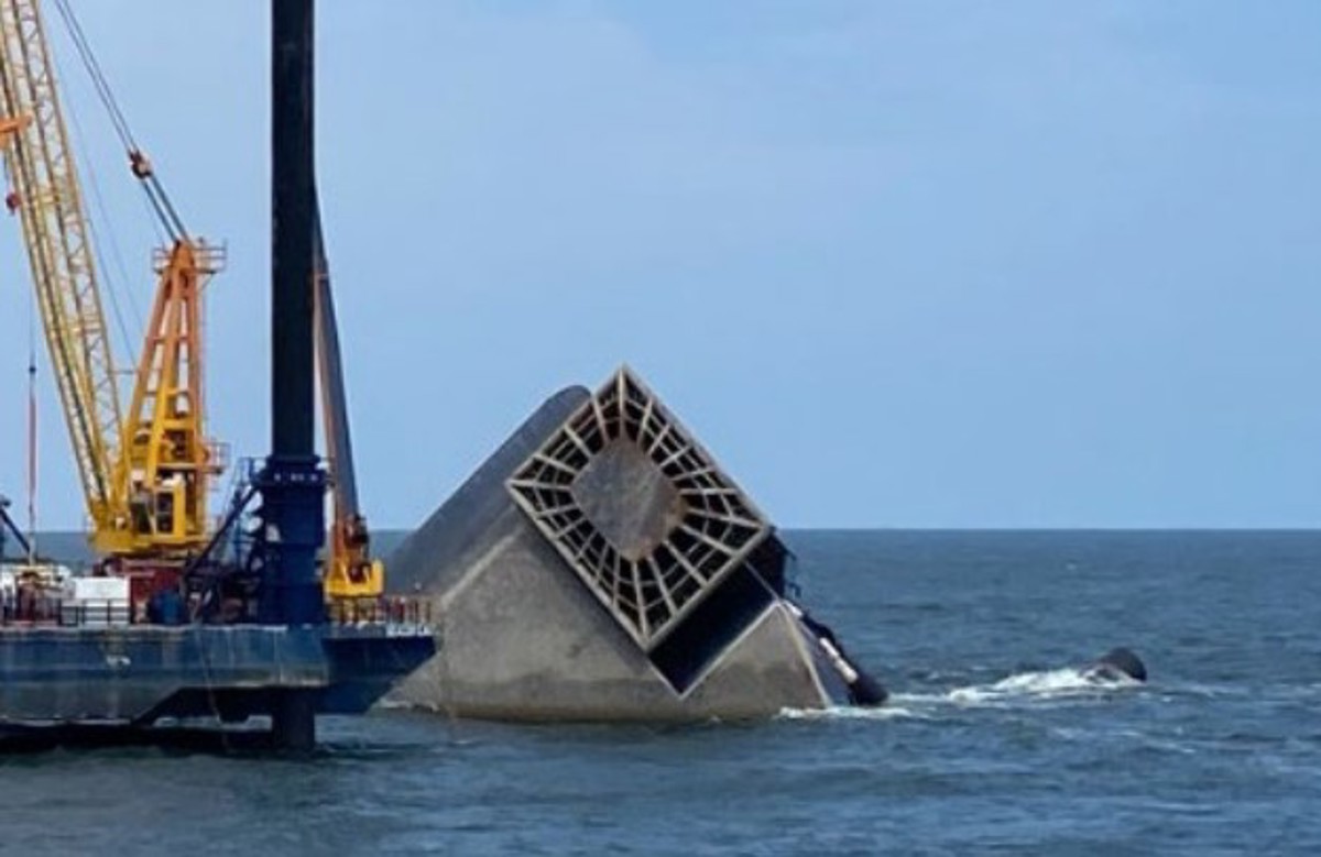 The capsized lift boat SEACOR POWER