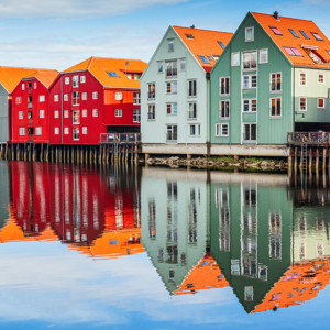 Photo of iconic Trondheim, Norway, buildings