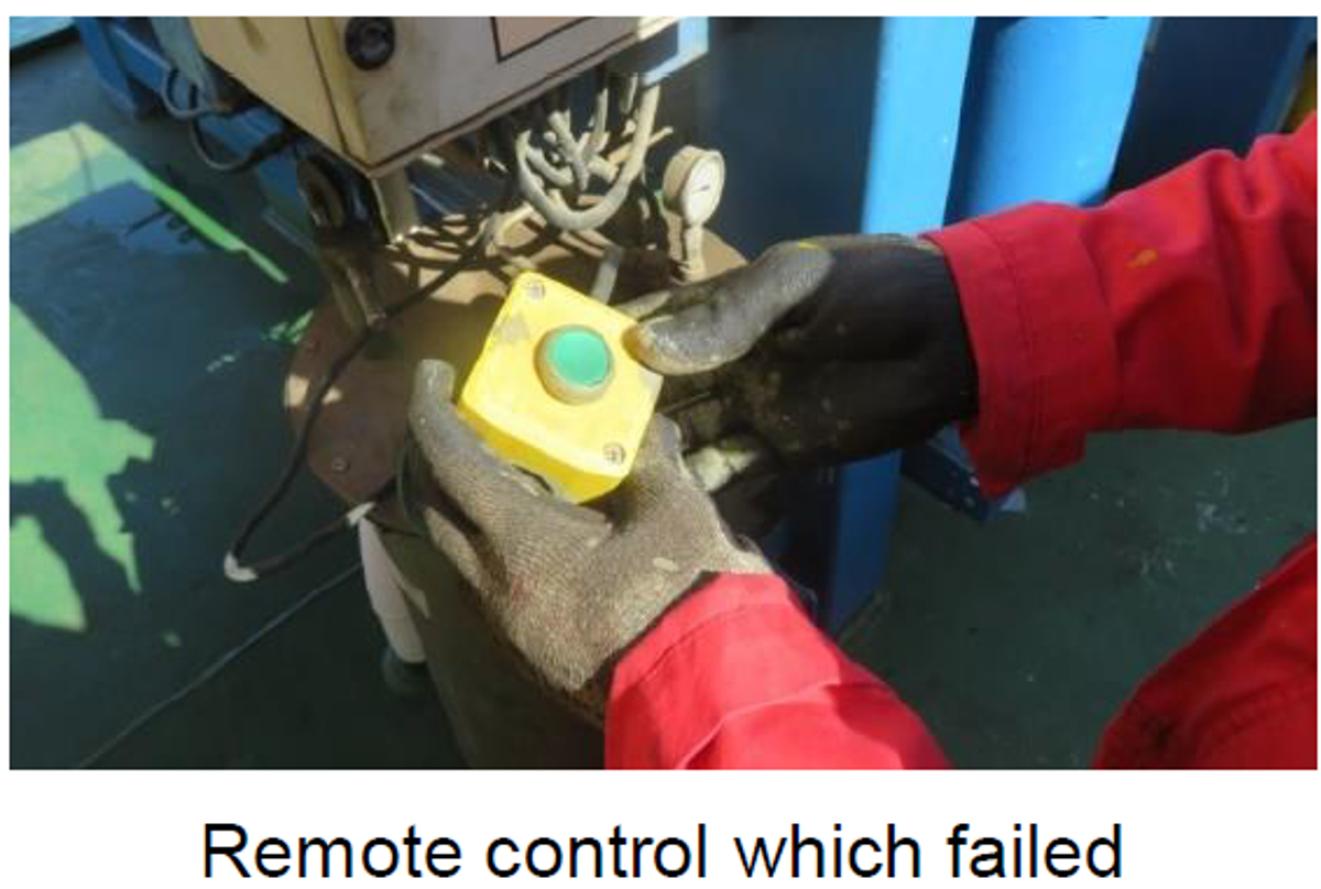 When close to the final stowage position the remote control failed and the limit switch did not activate as designed.