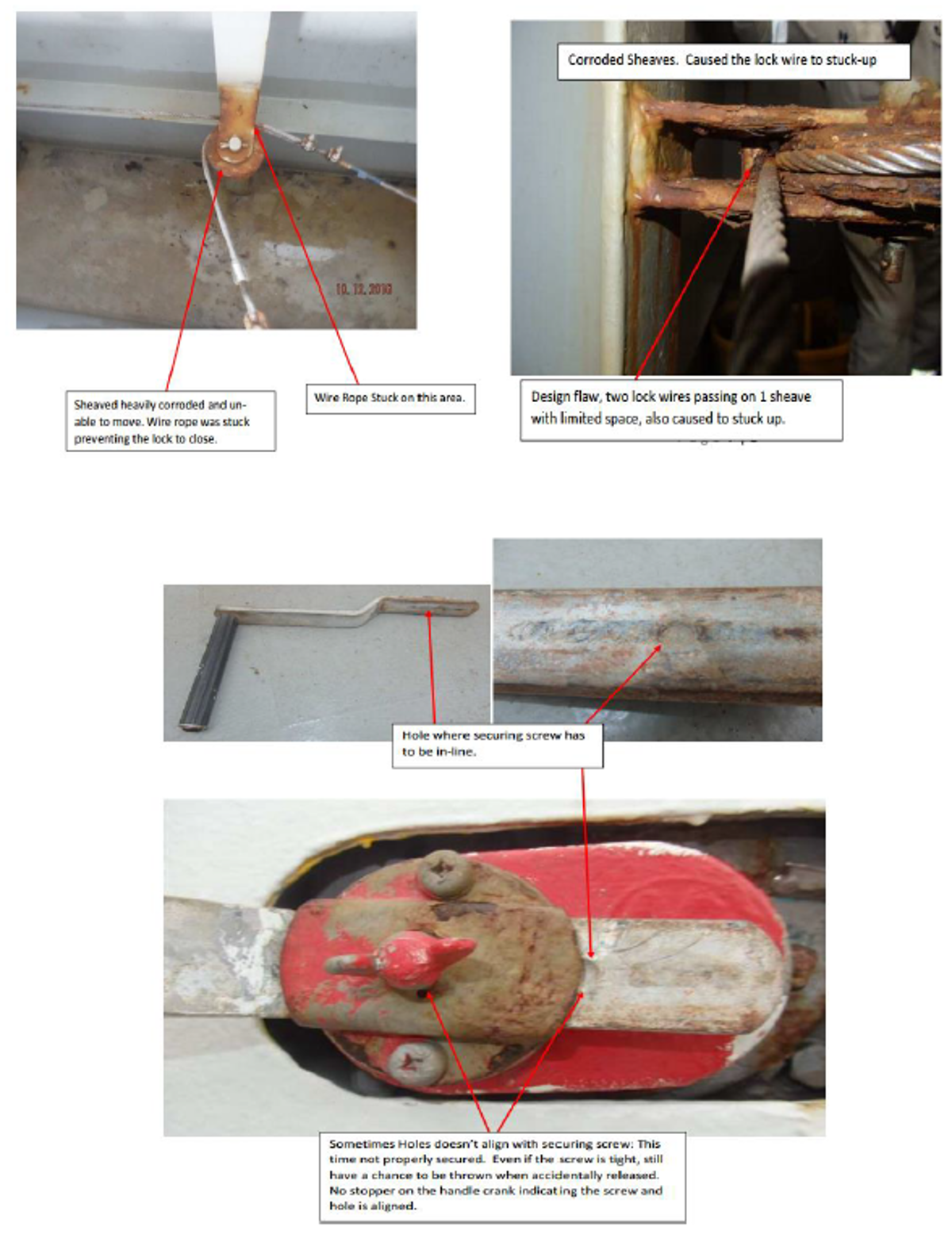 IMCA SF 08/17: Lost time injury (LTI): Leg injured while dealing with vent flaps 88 crank handle flew through the air, hitting the crew member's right leg