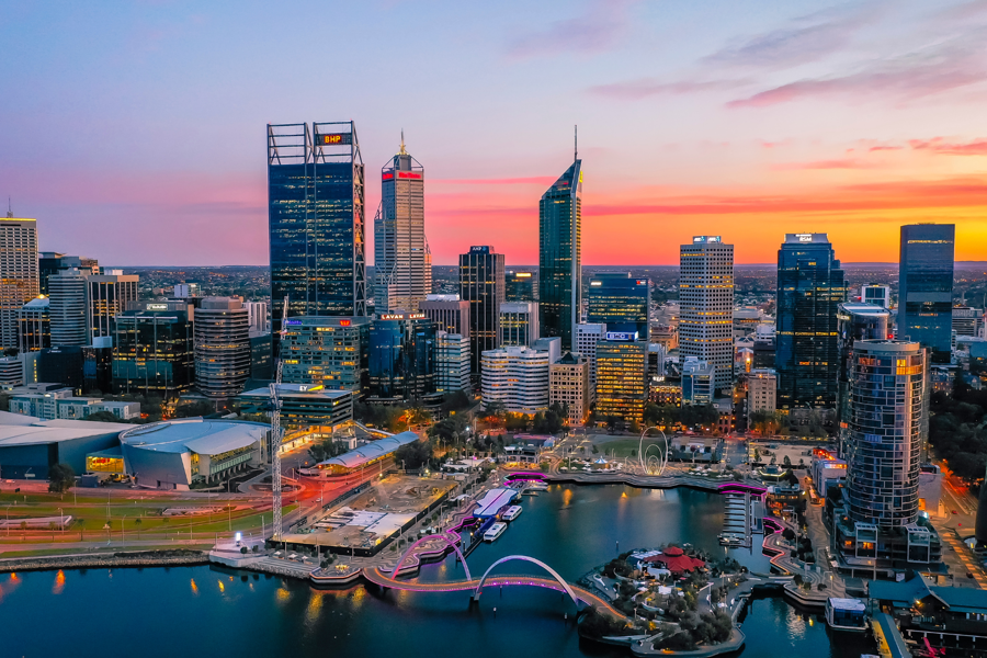 Aerial photo of Perth, Australia skyline