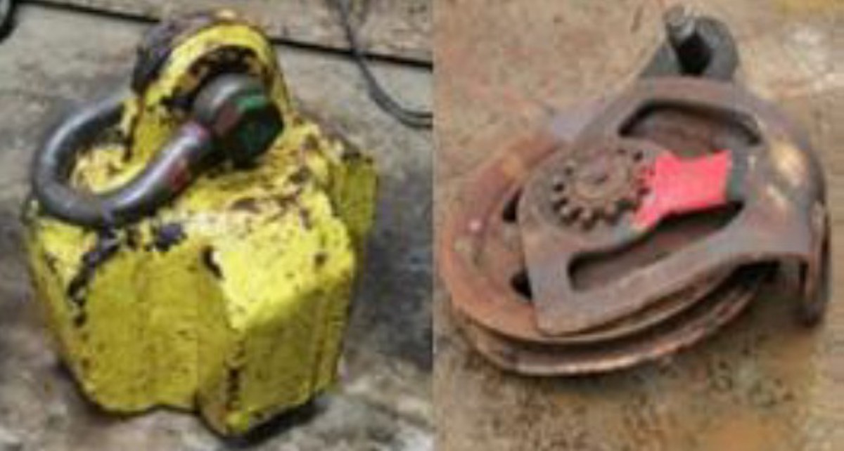 IMCA SF: Dropped sheave and clump weight Clump weight and sheave