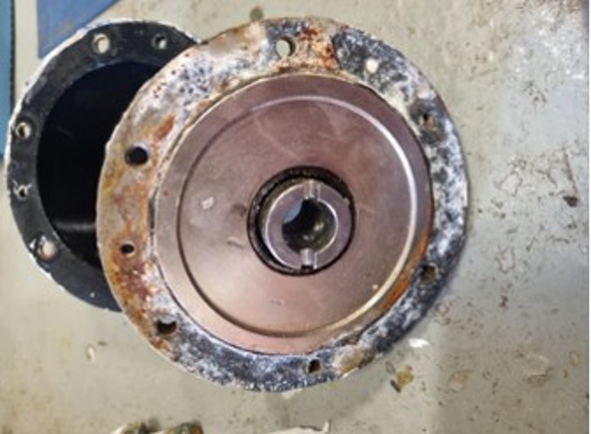 Damaged encoder The main crane auxiliary line encoder unit was damaged due to water ingress, and gave  the wrong input to the crane, causing uncontrolled movements of the auxiliary wire as  the crane was started up