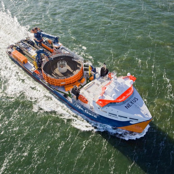 Aerial photo of Nexus, a Van Oord vessel