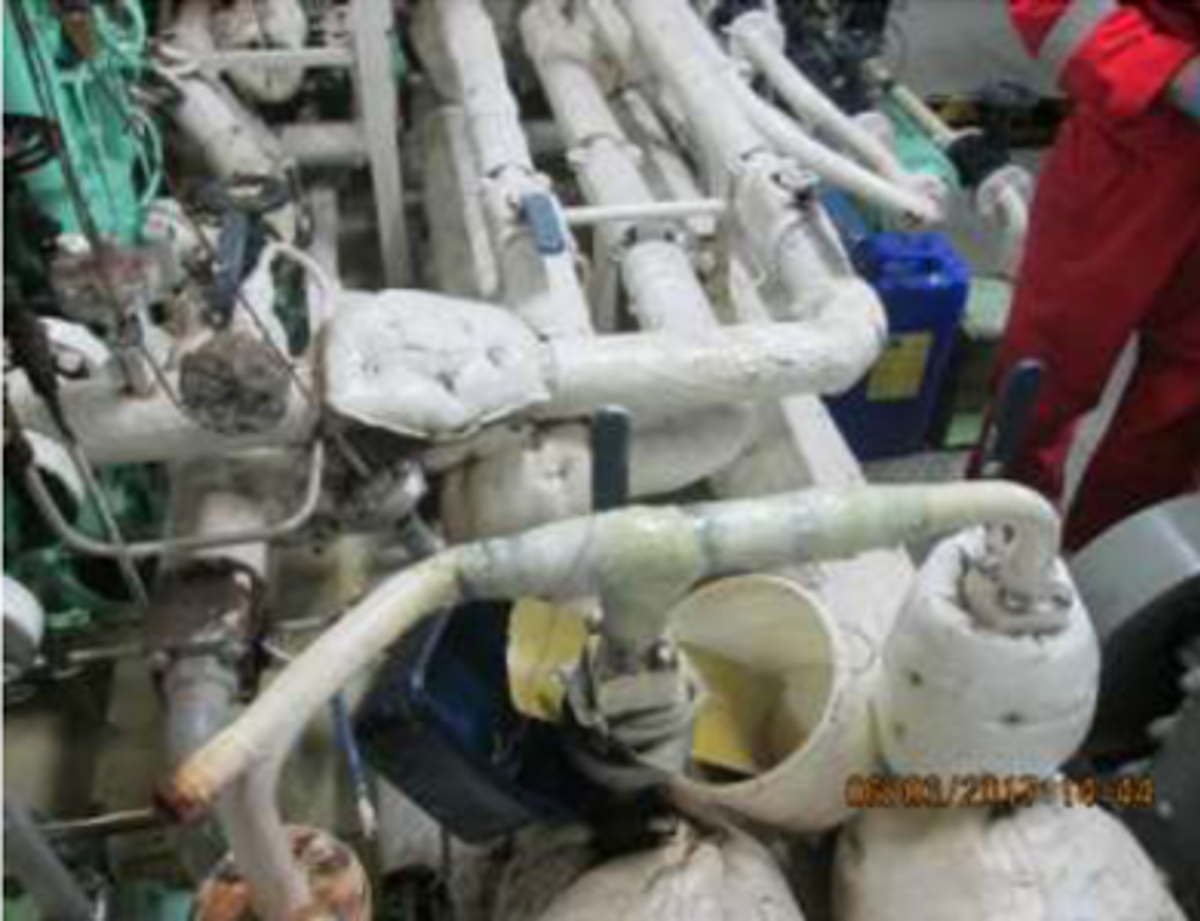 IMCA SF Near-miss: Fire hazard from leaking fuel supply line Sf122 complex shape and fitting of pipe