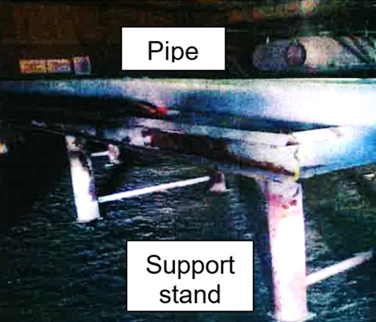 pipe stored on stand with no stoppers