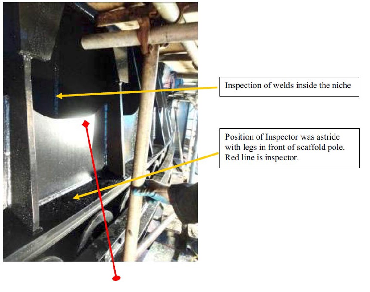 IMCA SF: Near-miss: Personnel almost caught between crane house and scaffold pipe Imcasf07 11 Image3 site of incident