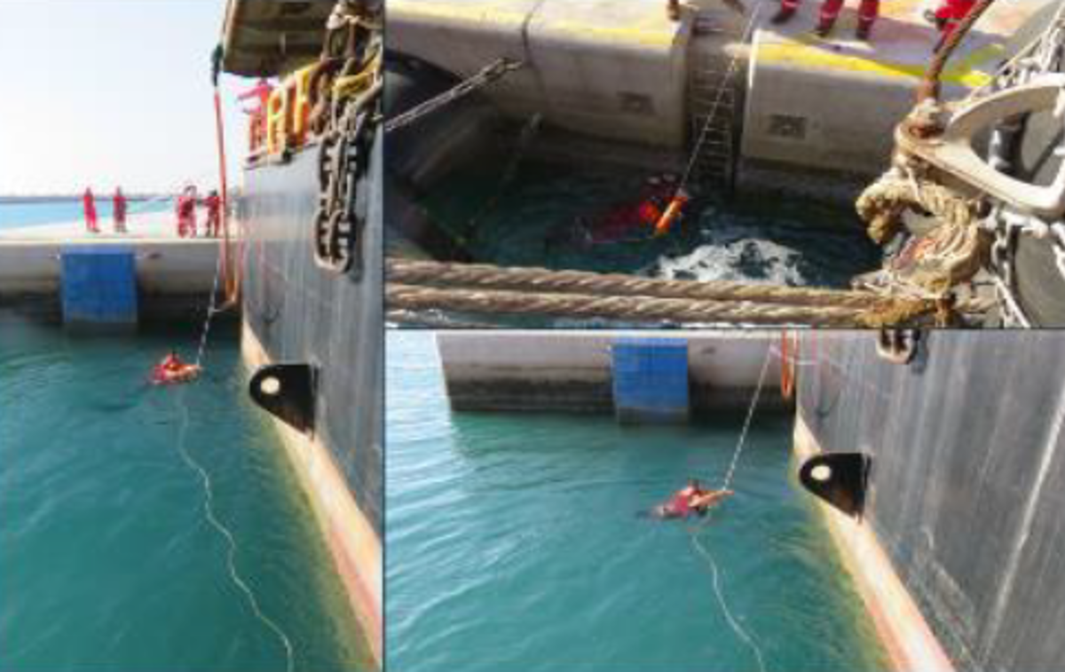 IMCA SF 19/20: Man overboard from stinger view of the rescue of the person who fell
