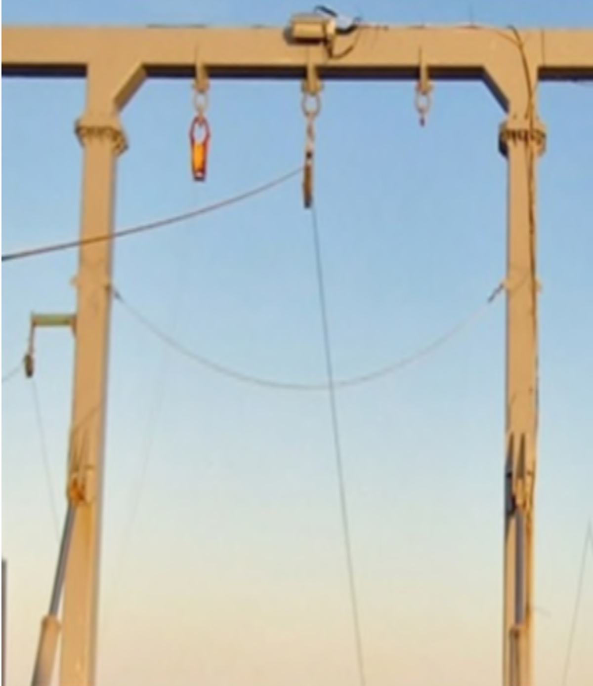 Sheave parted from a swivel connection on the A-frame The sheave fell approximately 6m to the deck below. No personnel were underneath the sheave, however had the sheave struck an individual, it could have caused serious injury.