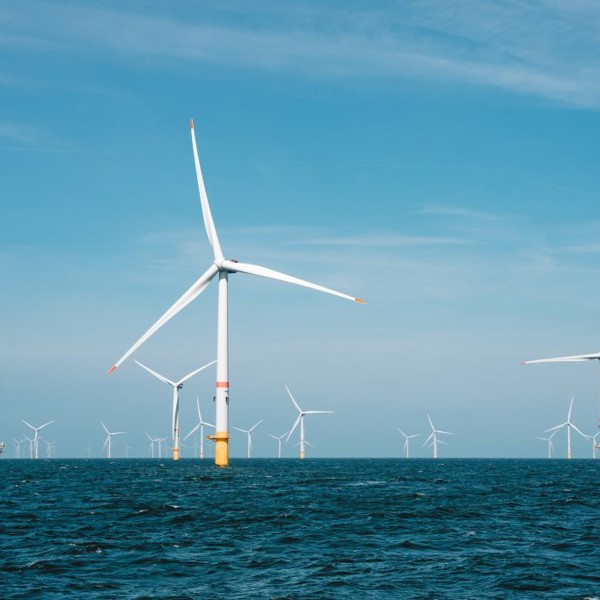 A photo of an offshore wind farm in Belgium