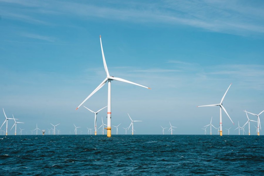 A photo of an offshore wind farm in Belgium