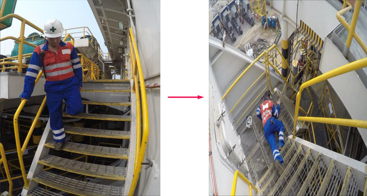 Crewman slipped on steps