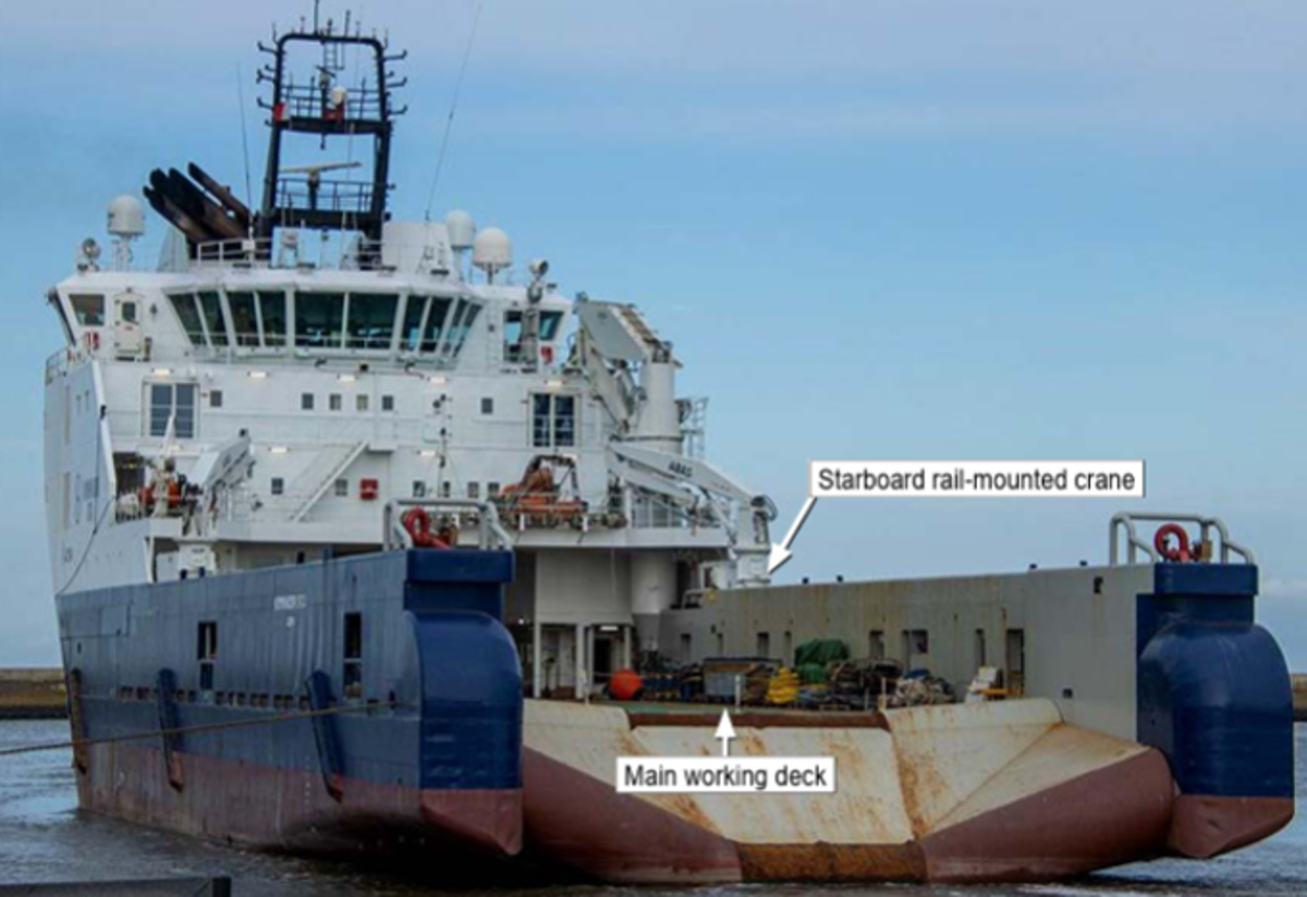 IMCA SF: MAIB: Very serious leg injury during crane operations Photo of vessel where injury during crane operations occurred