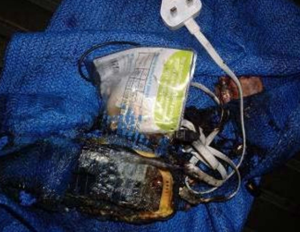 Overheated battery caused fire