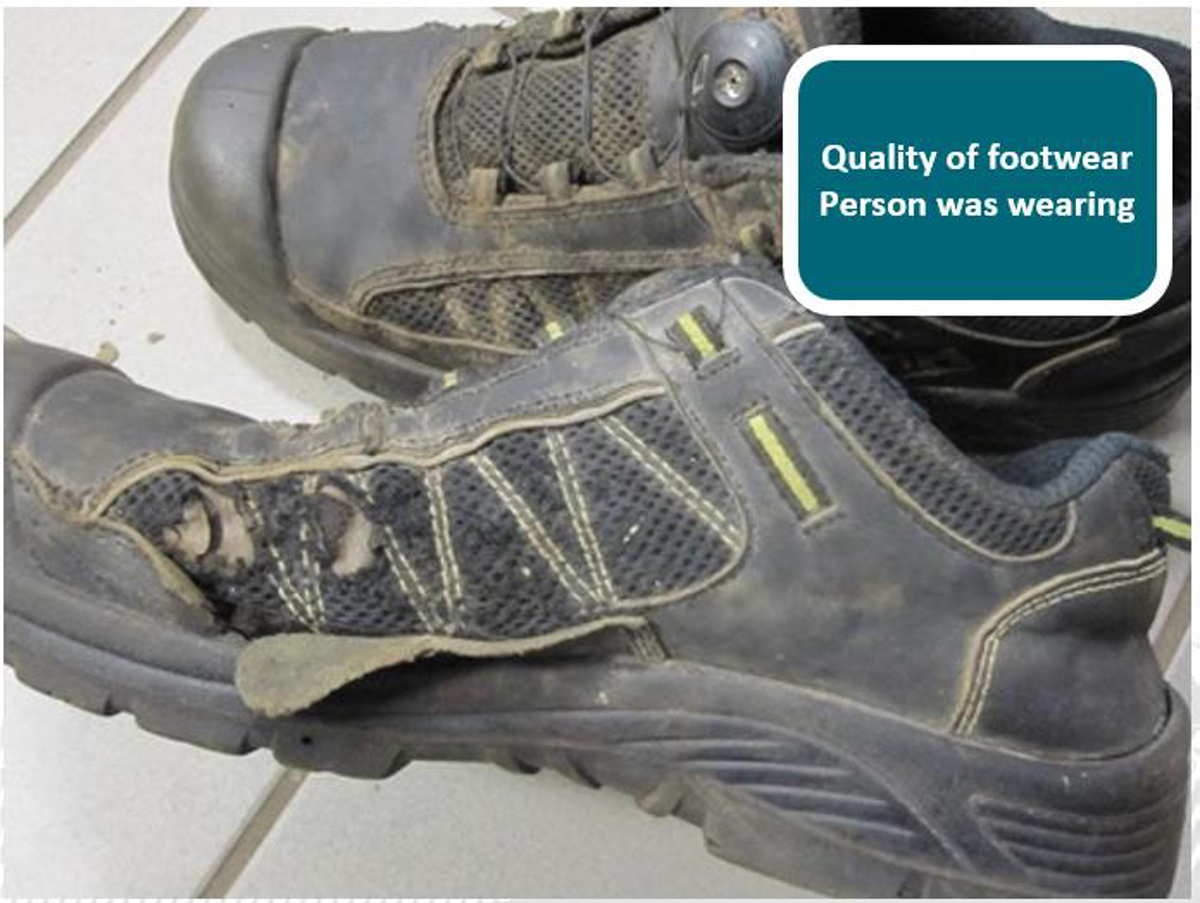 Footwear in poor condition