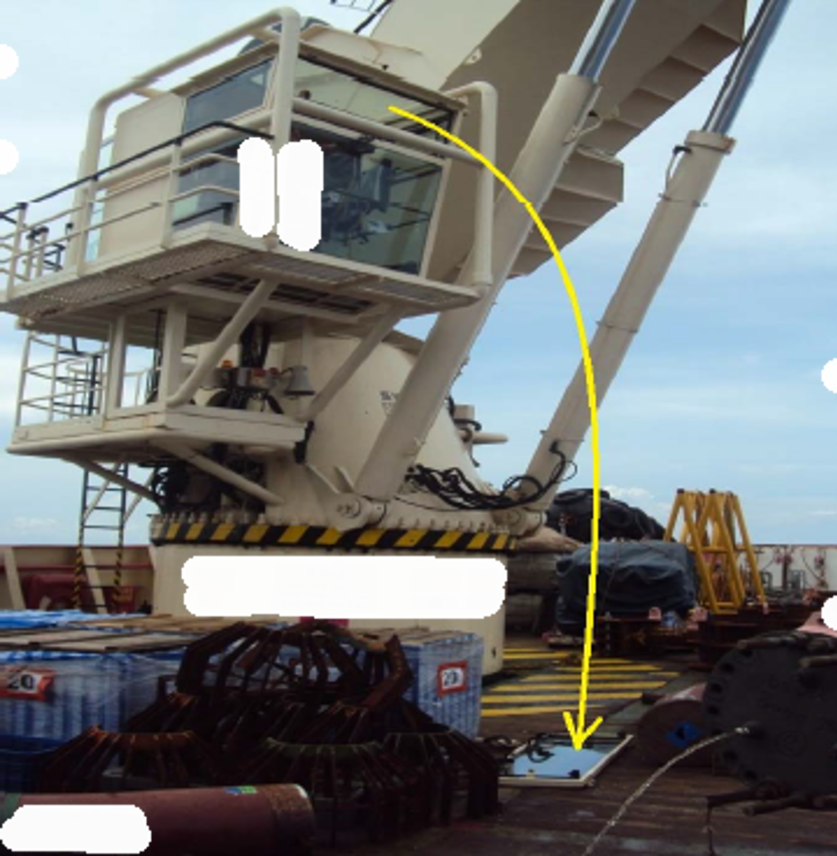 IMCA SF: Dropped object: Window fell from crane cabin Image3 (2) the hinges failed and the window fell out and down to the main deck