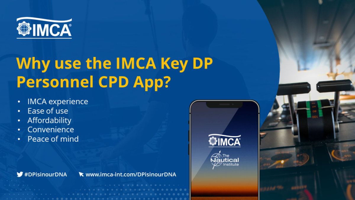 Promo image showing the five reasons to use the IMCA DP App