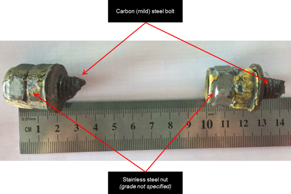 Stainless steel nut and Carbon steel bolt