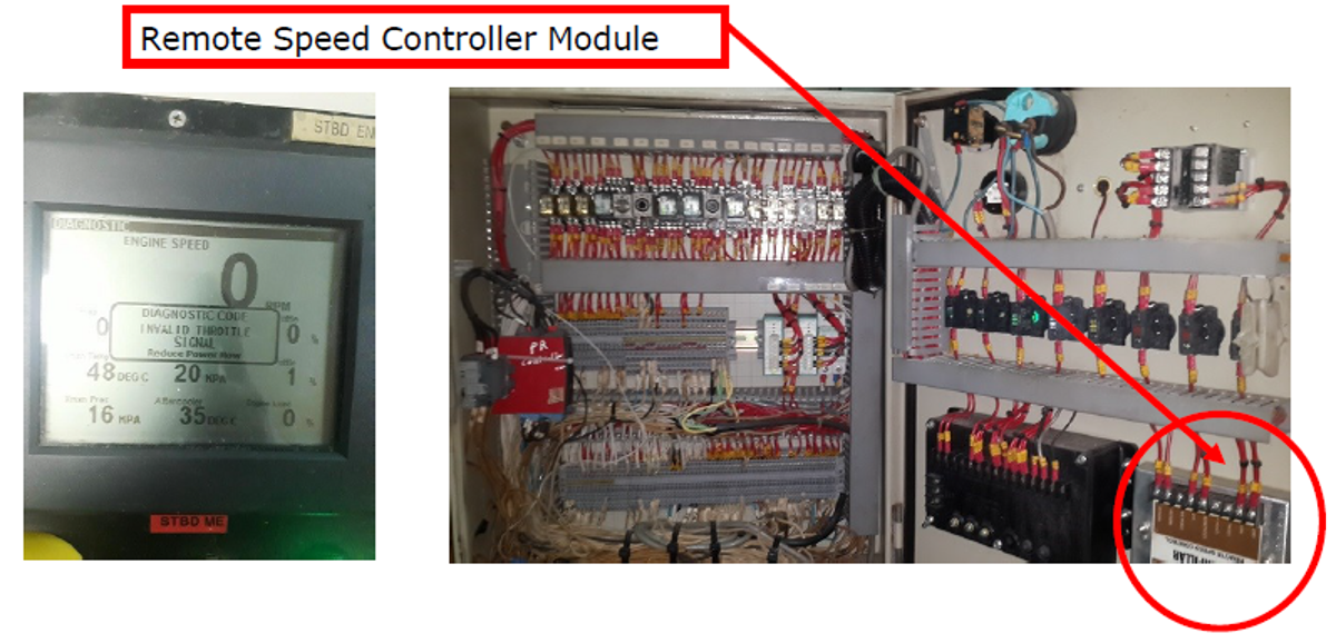 IMCA SF Control module failure caused main engine sudden reduction to idle speed Remote speed controller module