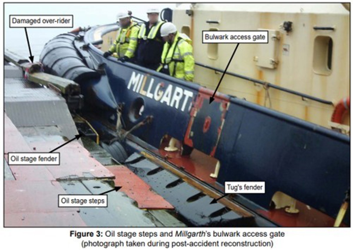 At 17.49 on 27 January 2019, the chief engineer on-board the tug Millgarth, fell into the water from the North oil stage at the Tranmere Oil Terminal at Birkenhead, England