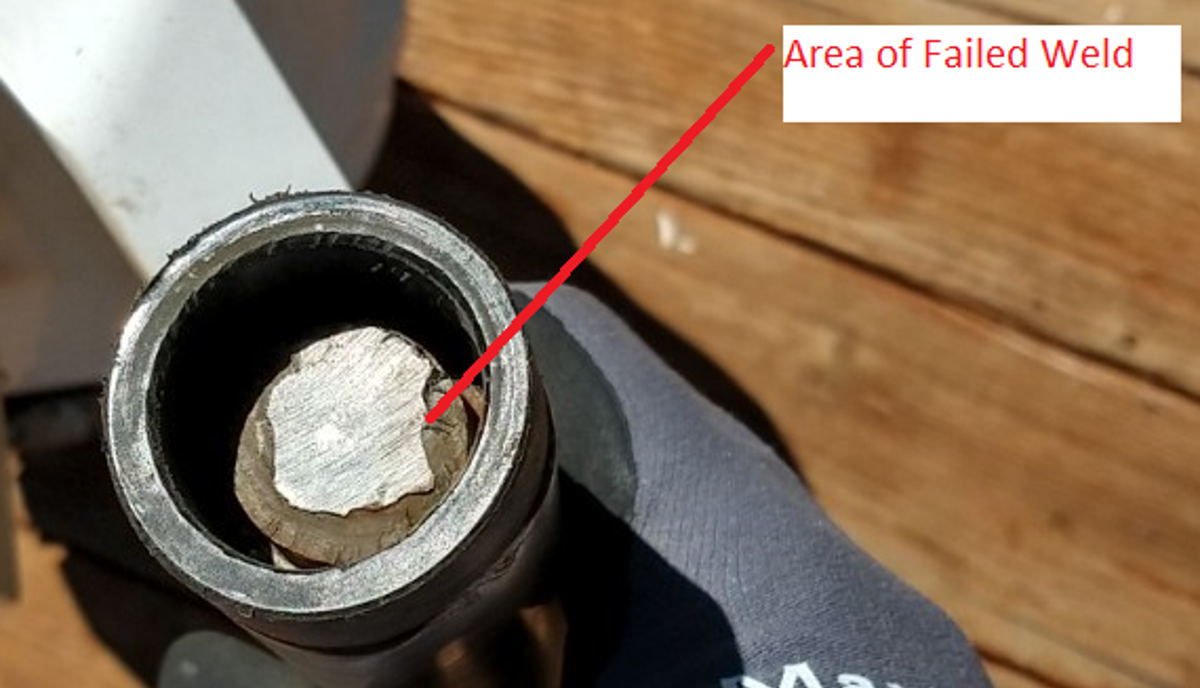 Area of failed weld