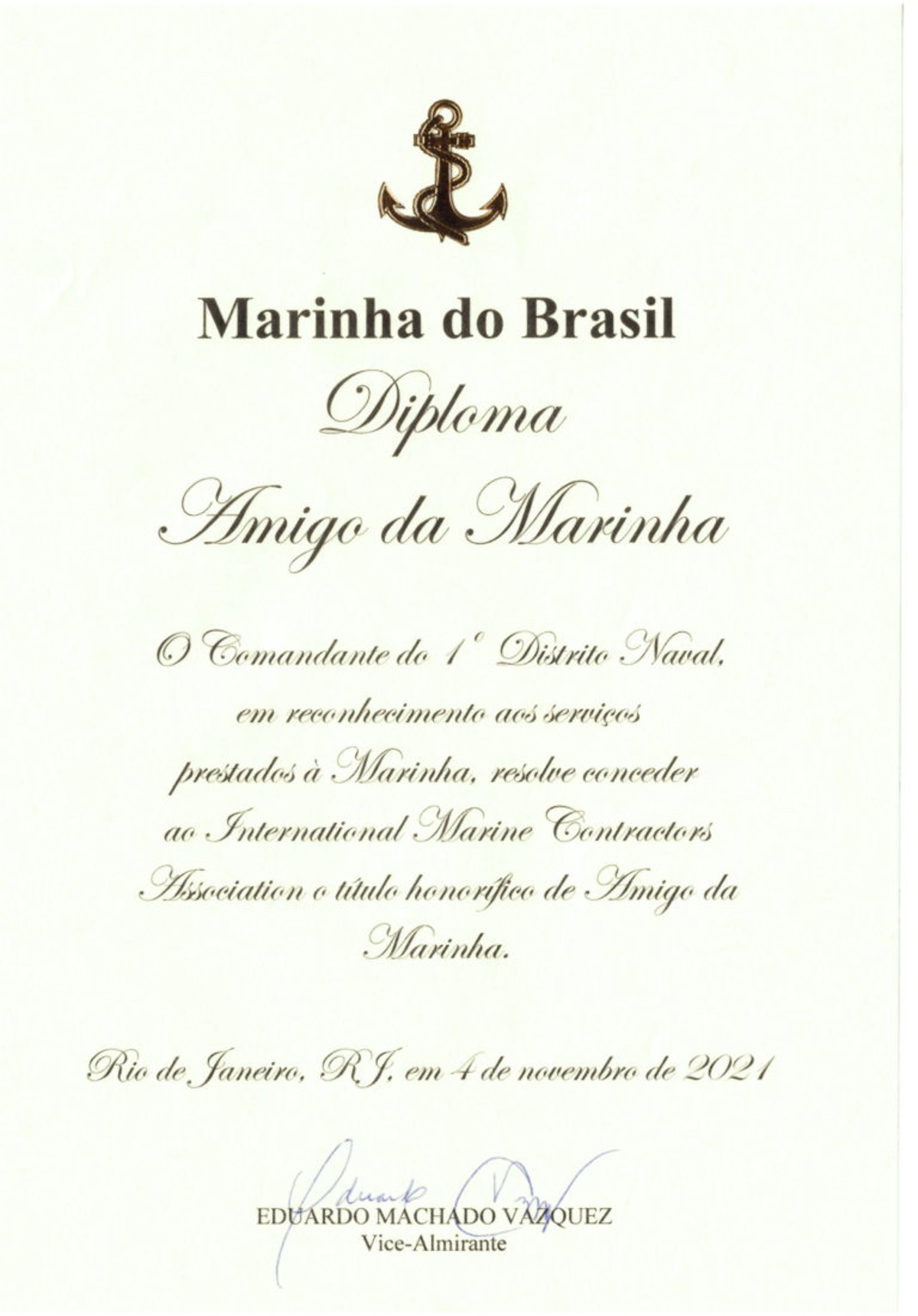 Brazil Navy 1 Certificate