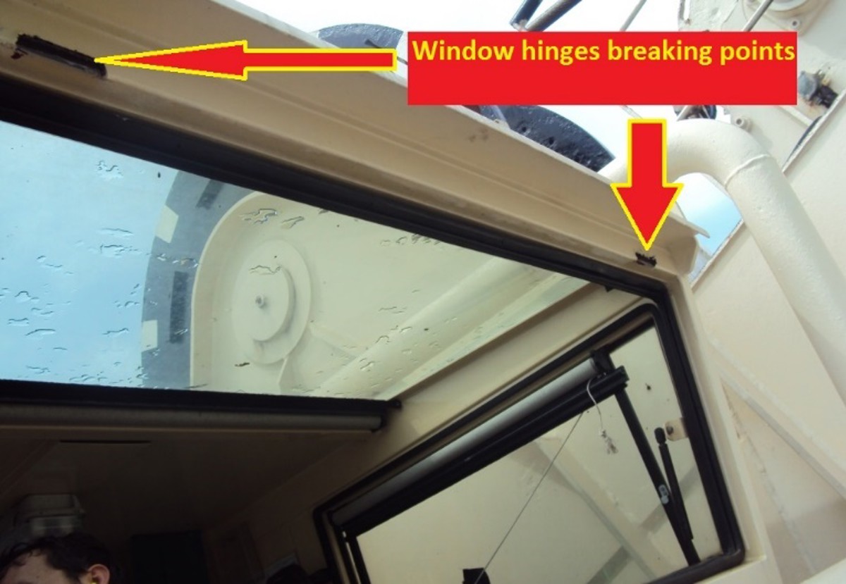 IMCA SF: Dropped object: Window fell from crane cabin Image4 (4) the hinges failed and the window fell out and down to the main deck