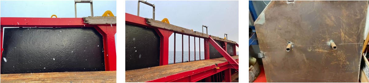 Photo of welded plates on deck